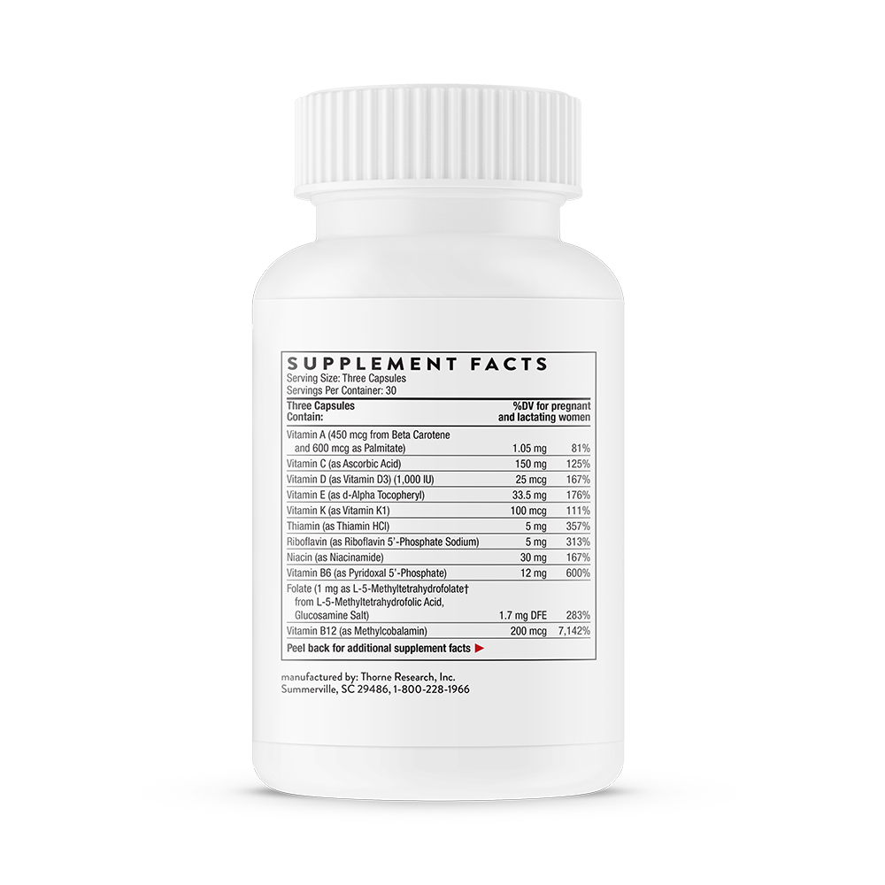 Thorne Basic Prenatal Multivitamin for Pregnancy & Nursing – 90 Capsules