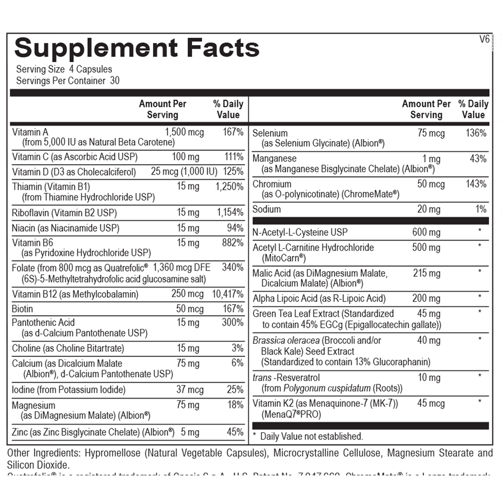 Ortho Molecular Products MitoCORE – 120 Capsules | Multivitamin & Mineral Supplement