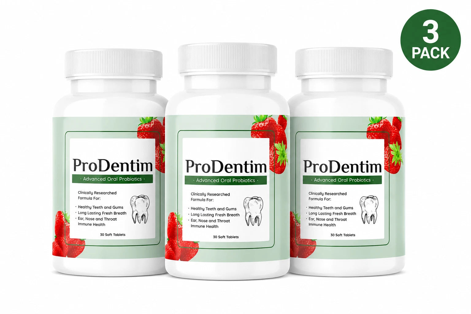 ProDentim Advanced Oral Probiotics – 30 Soft Tablets Each | 3-Pack