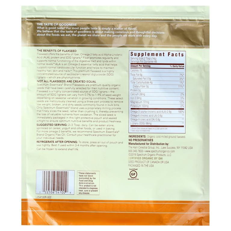 Spectrum Essentials Organic Ground Premium Flaxseed – Omega-3 & Lignans (14 oz / 396 g)