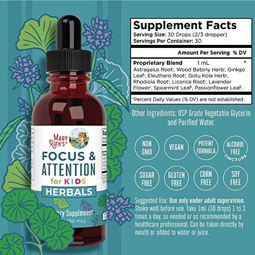 MaryRuth’s Organic Kids Focus & Attention Liquid Drops – 1 fl oz