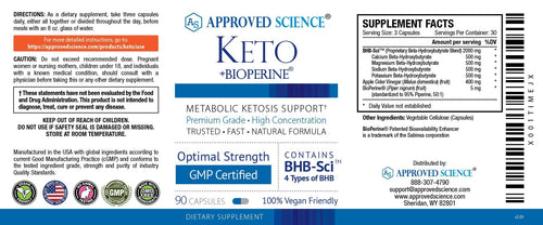 Approved Science Keto + BioPerine – Optimal Strength – 90 Capsules