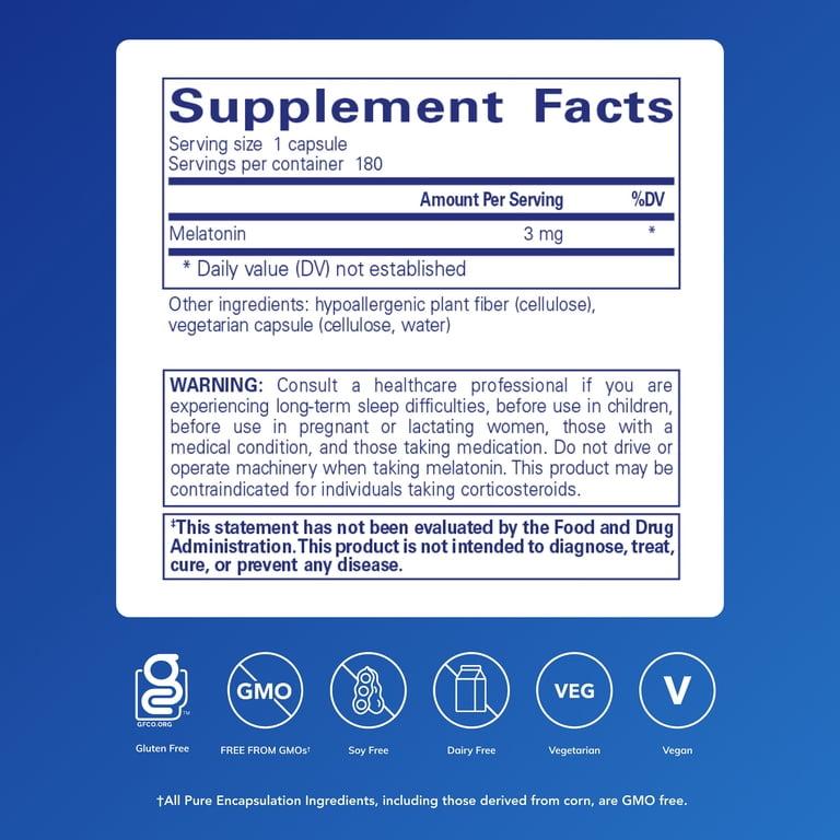 Pure Encapsulations Melatonin 3 mg – 180 Capsules