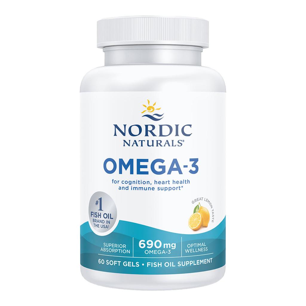 Nordic Naturals Omega-3 Lemon 60 Softgels 690 mg Fish Oil Supplement