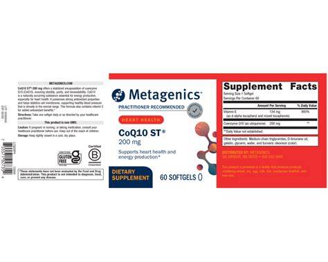 Metagenics CoQ10 ST® 200 mg – 60 Softgels | Heart & Cellular Energy Support