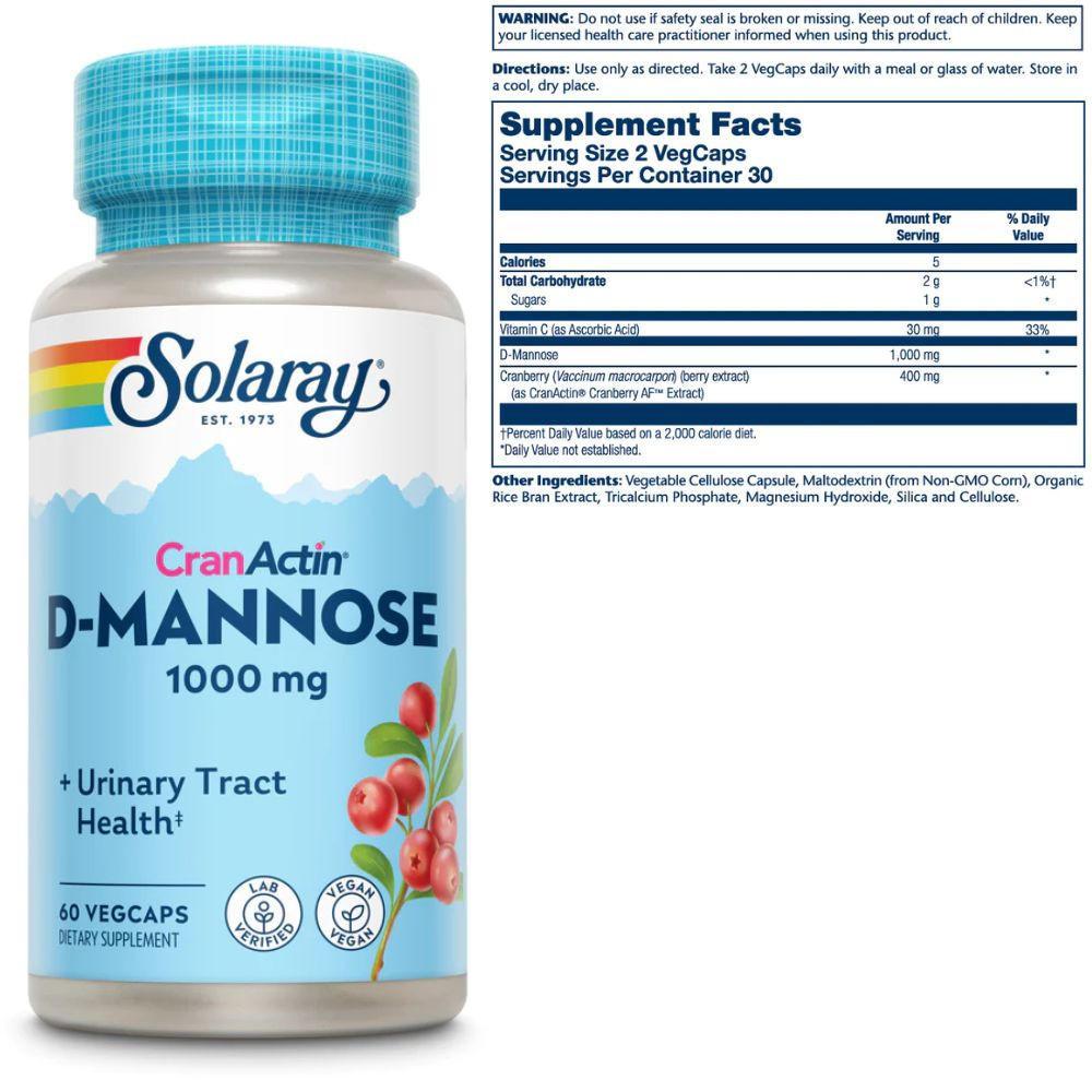 Solaray D-Mannose – 60 Capsules | Dietary Supplement