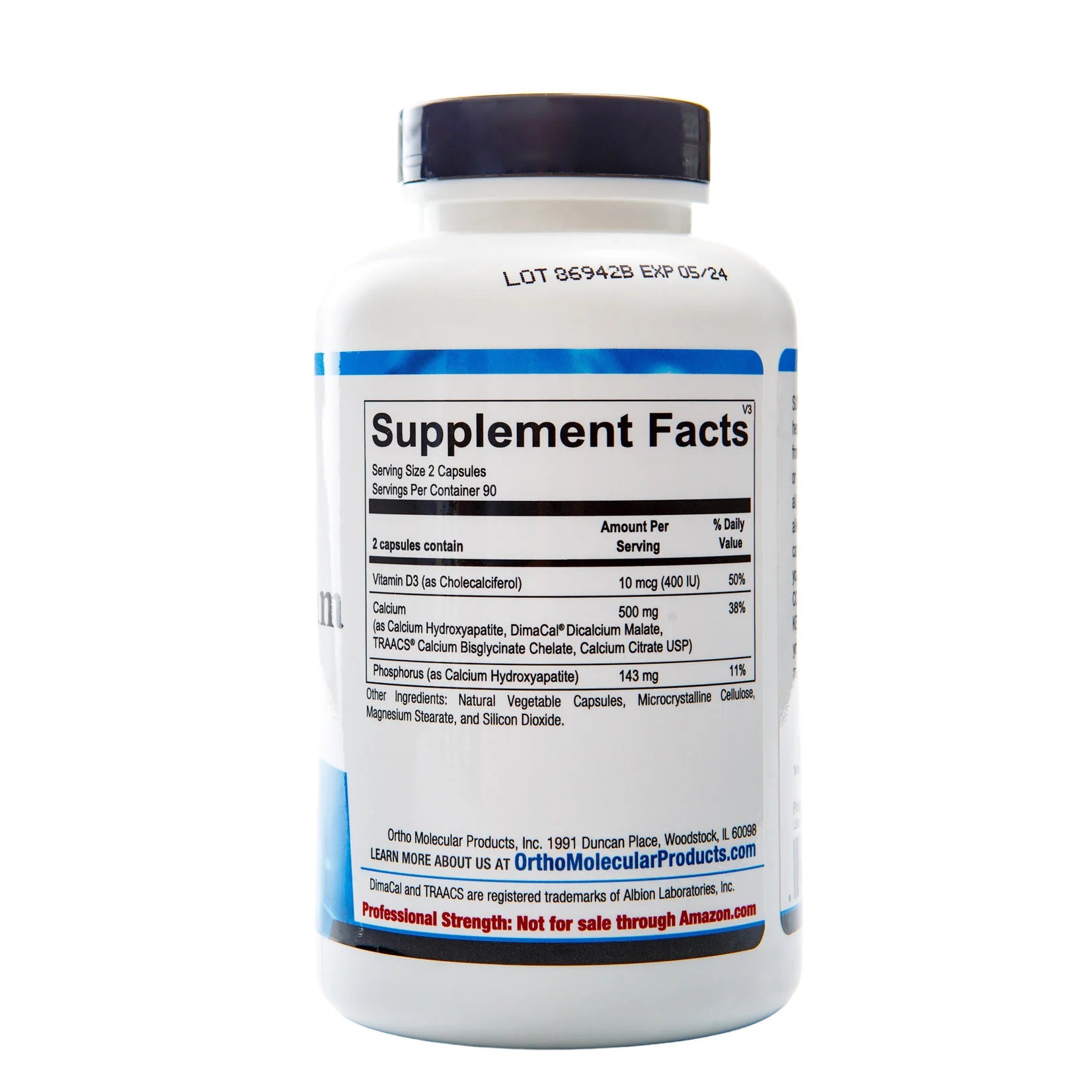 Ortho Molecular Products Reacted Calcium 180 Capsules