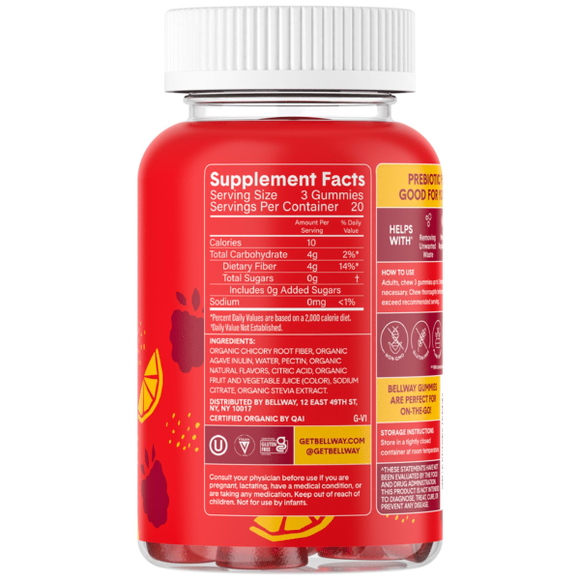 Bellway Super Fiber Gummies — Raspberry Lemon, 60 Gummies